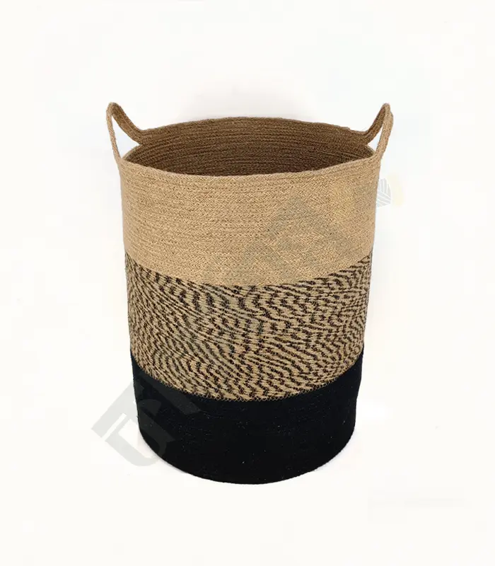 Jute Laundry Hamper Natural jute laundry basket with handles for easy carrying